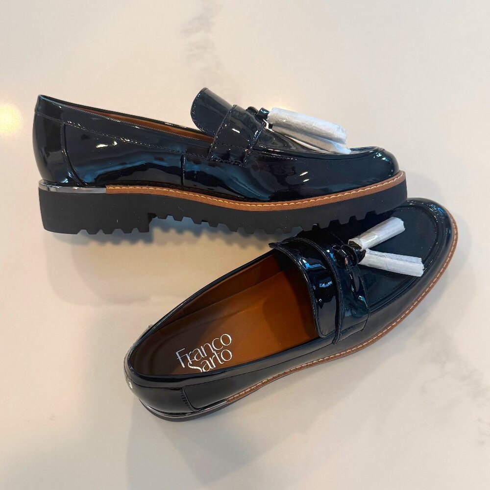 Women's Franco Sarto Carolynn Black Patent Loafer - 8M - New without box